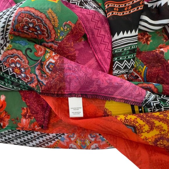 Cato est 1946 Mid Leng Bohemian Multicolor Chiffon Kimono Women SZ14/16W Sheer - Picture 6 of 13